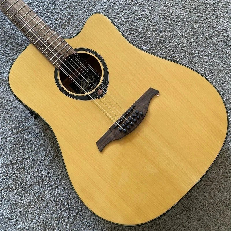 LAG 12-String Acoustic Electric Guitar, Mahogany Neck, Rosewood Fingerboard