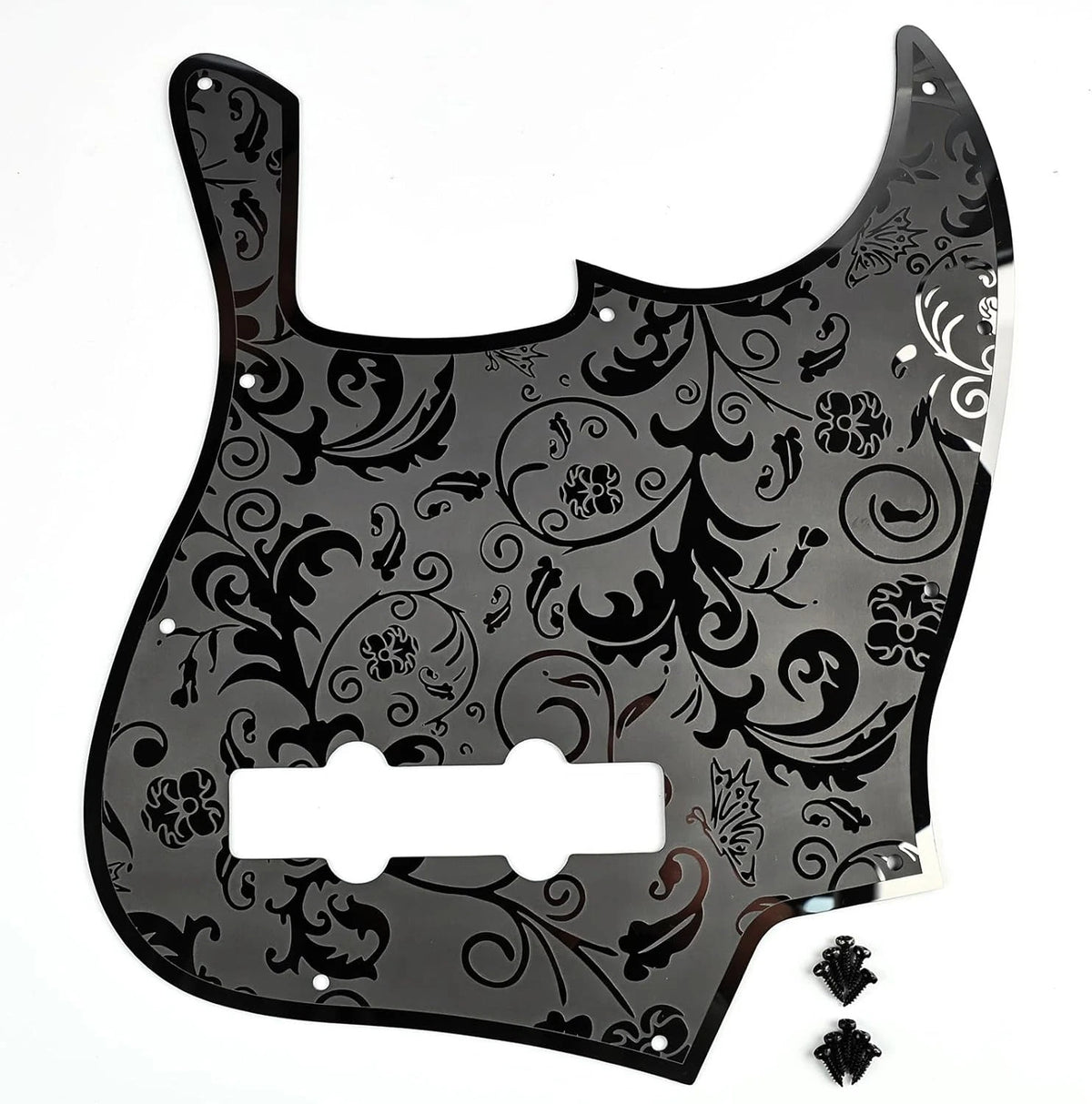 Black Stainless Steel Bass Guitar Pickguard Scratch Plate Fit Jazz Bass