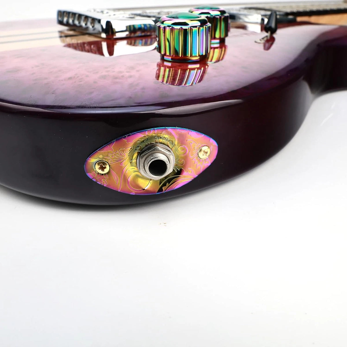 Rainbow Guitar Engraved Output Jack Plate Curved Oval Fit Strat Tele
