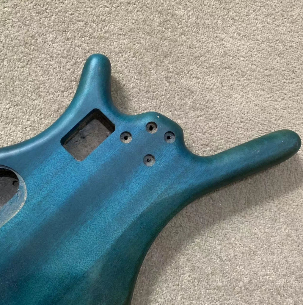 Tiger Maple Top Blue 5/6 String Electric Bass Body DIY Project