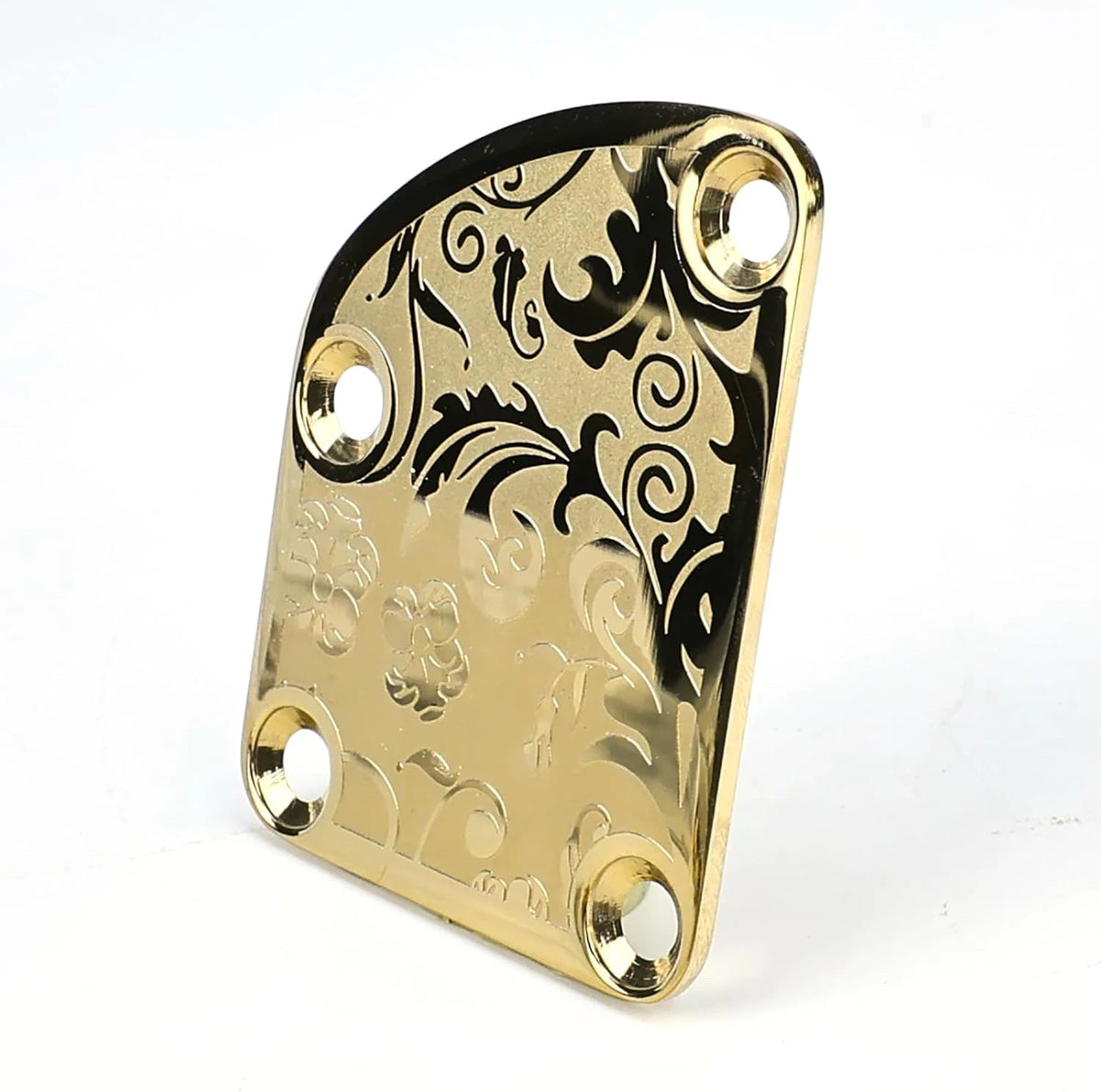 Stainless Steel Engraved Guitar and Bass Neck Plate Gold Fit Strat Tele