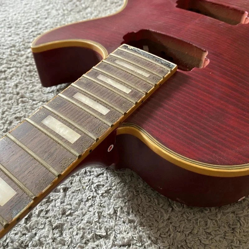 DeVille Red Tiger Maple Top Guitar Body, Rosewood Fingerboard Neck