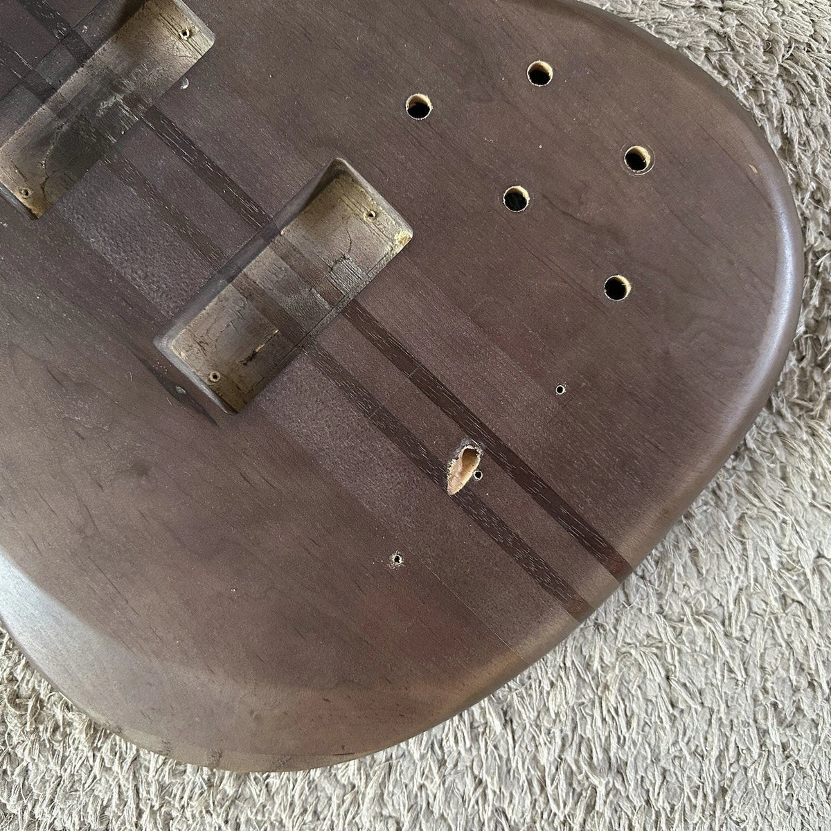 4-String Bass Guitar Neck, Alder Swamp Wood, 24-Fret Semi-Finished, Neck Through