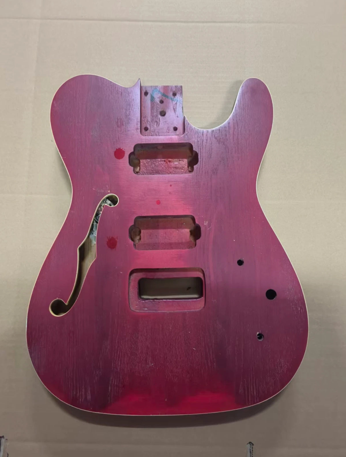 Red HH Guitar Single Cut Body with F Hole Fit Tele TL