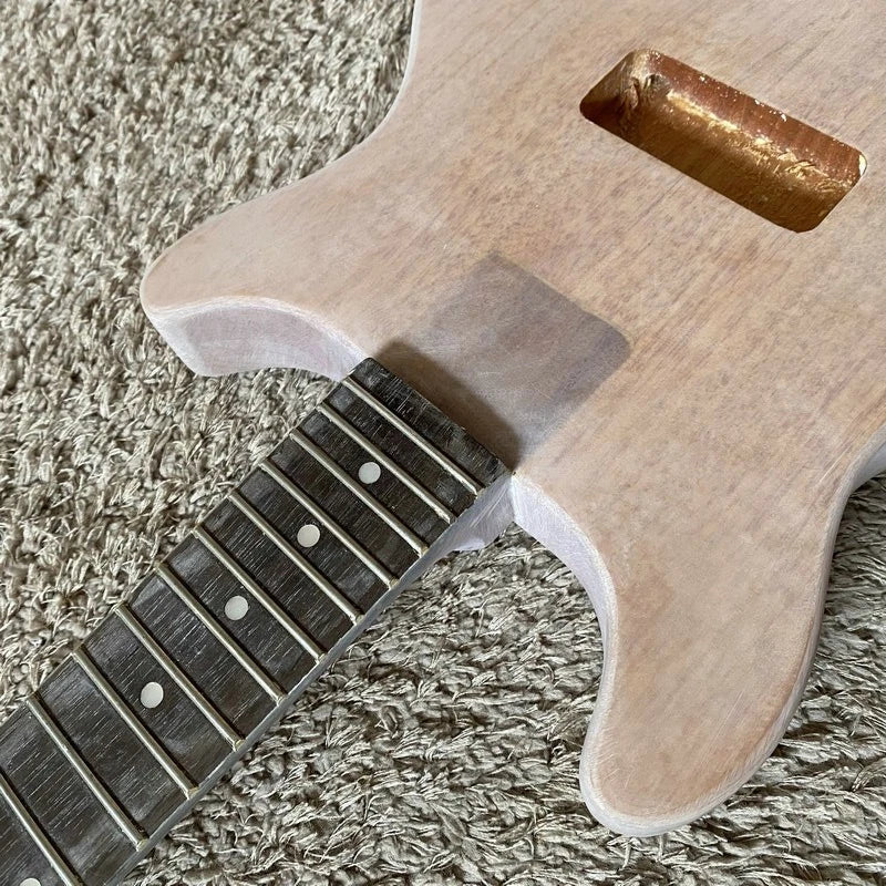 Mahogany Wood DIY Project Guitar Body Neck, Rosewood Fretboard