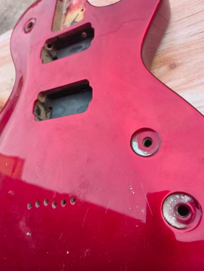 Glossy Red Single Cut Guitar Body with String Through Bridge