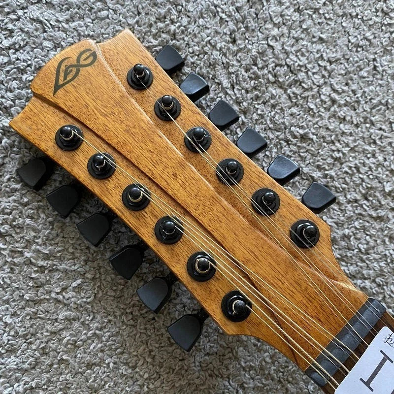 LAG 12-String Acoustic Electric Guitar, Mahogany Neck, Rosewood Fingerboard