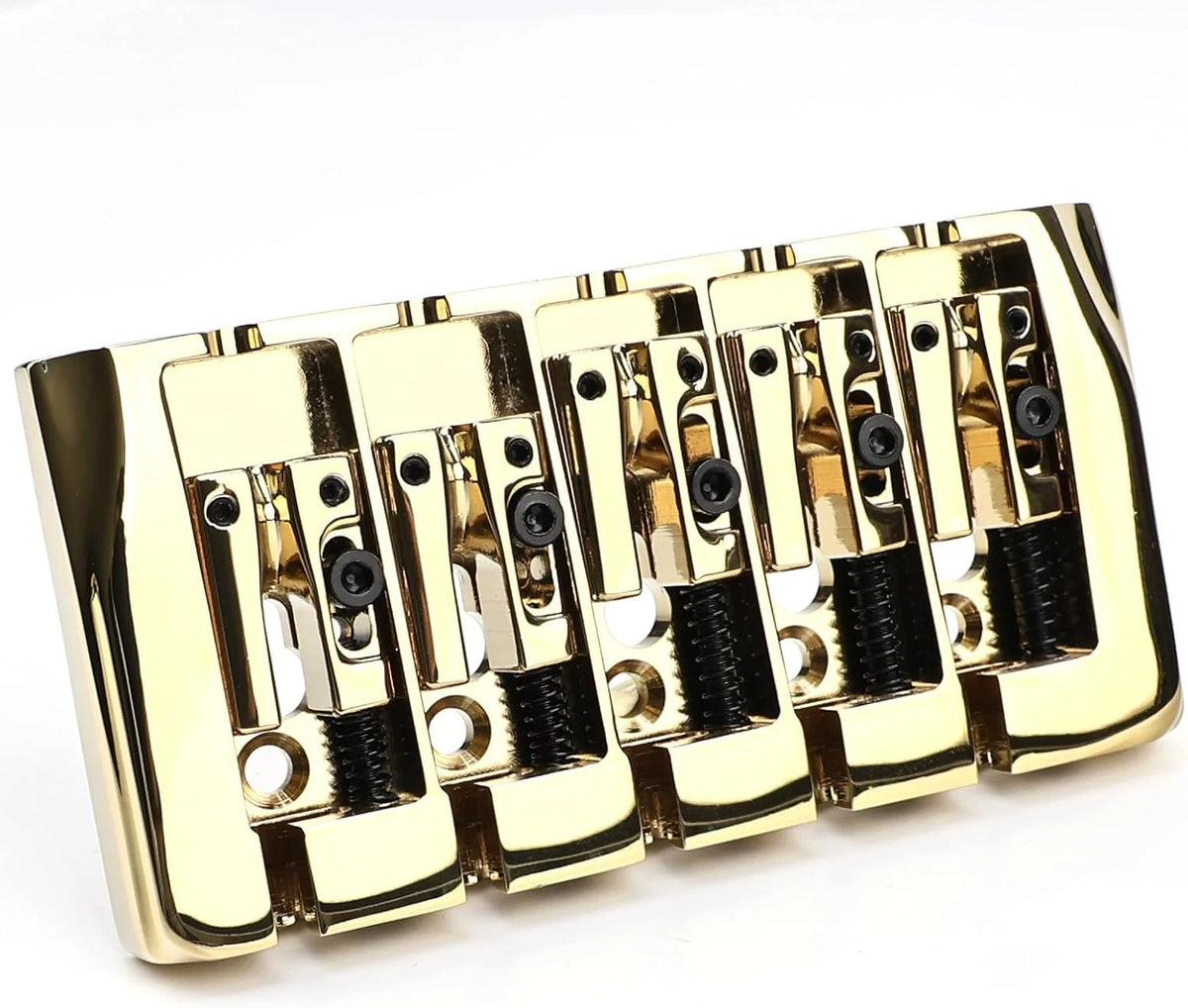 Gold 5 String Bass Adjustable Saddles Fixed Bridge