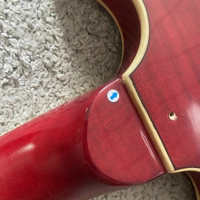 Semi Hollow Guitar Set in Red, Tiger Maple Body, Mahogany Neck
