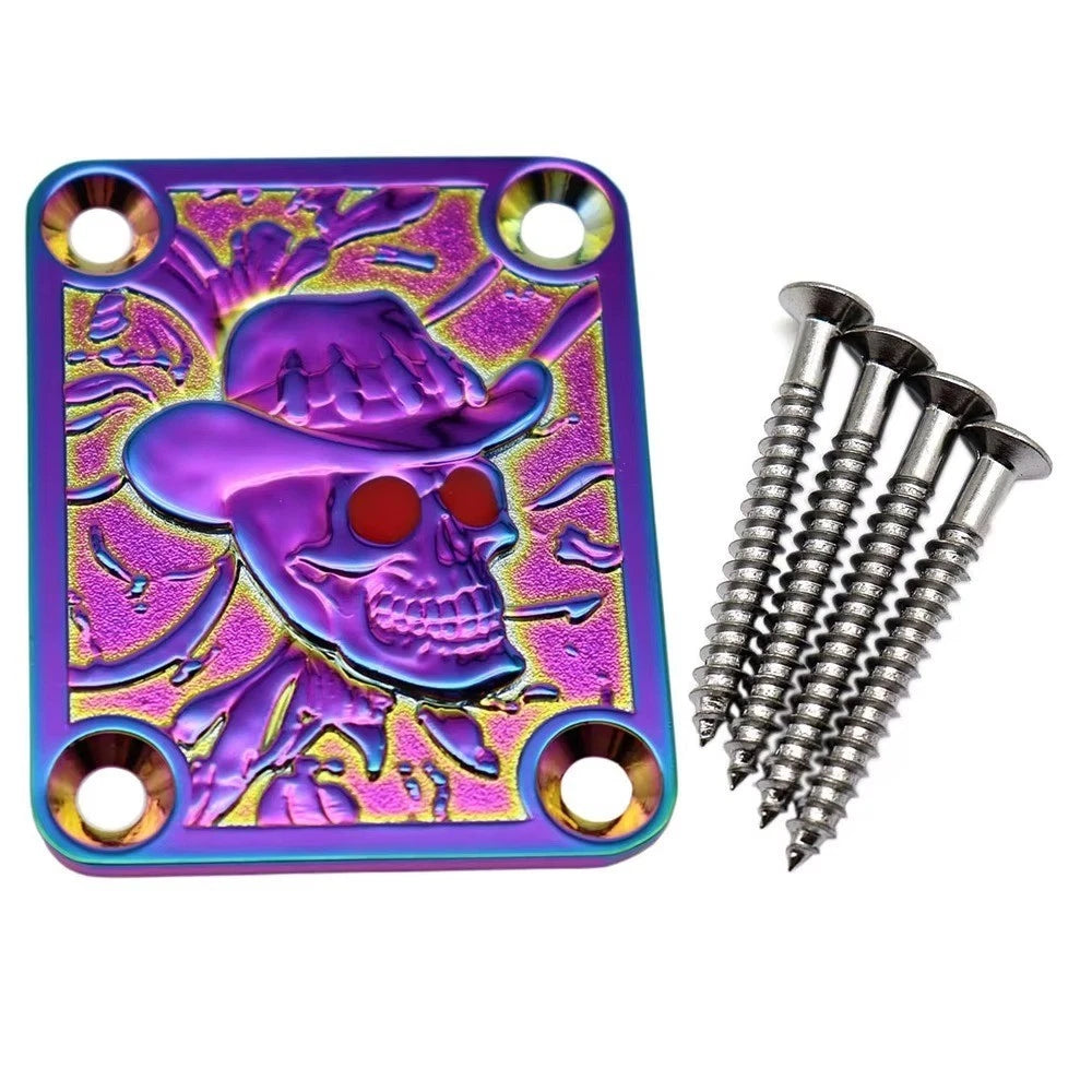 Rainbow Square Guitar Neck Plate with Screws for ST, TL and Jazz Bass