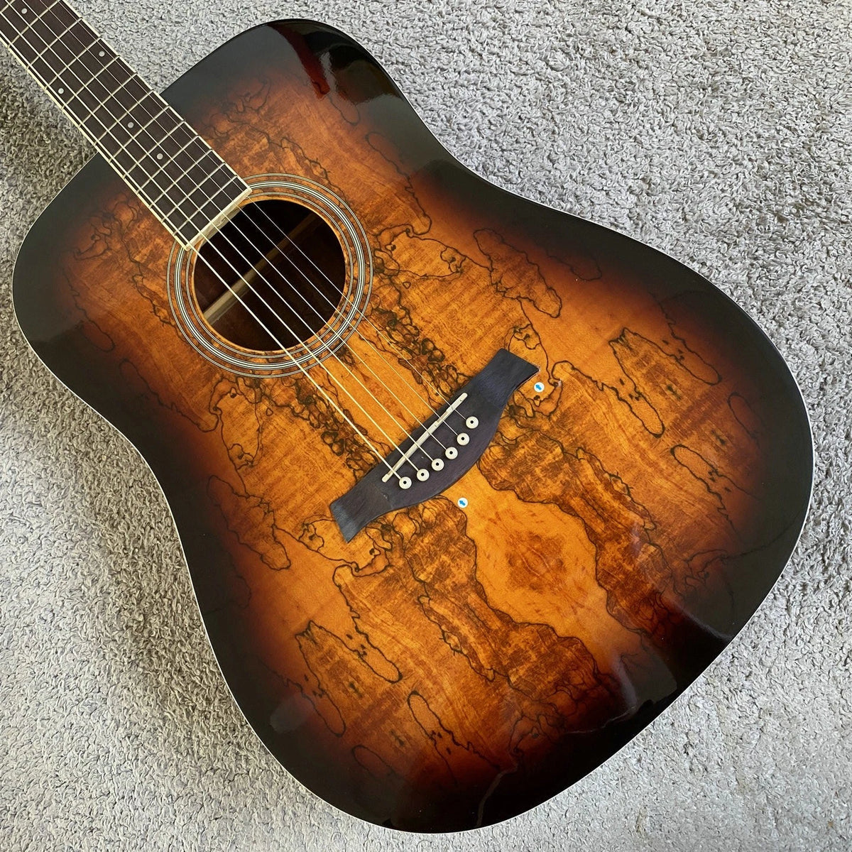 Acoustic Guitar, Black Wood Finish, Sunburst Finish, Mahogany Neck