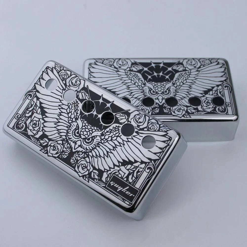 2PCS Chrome Guitar Owl Top Humbucker Pickup Covers For Epiphone Les Paul LP SG