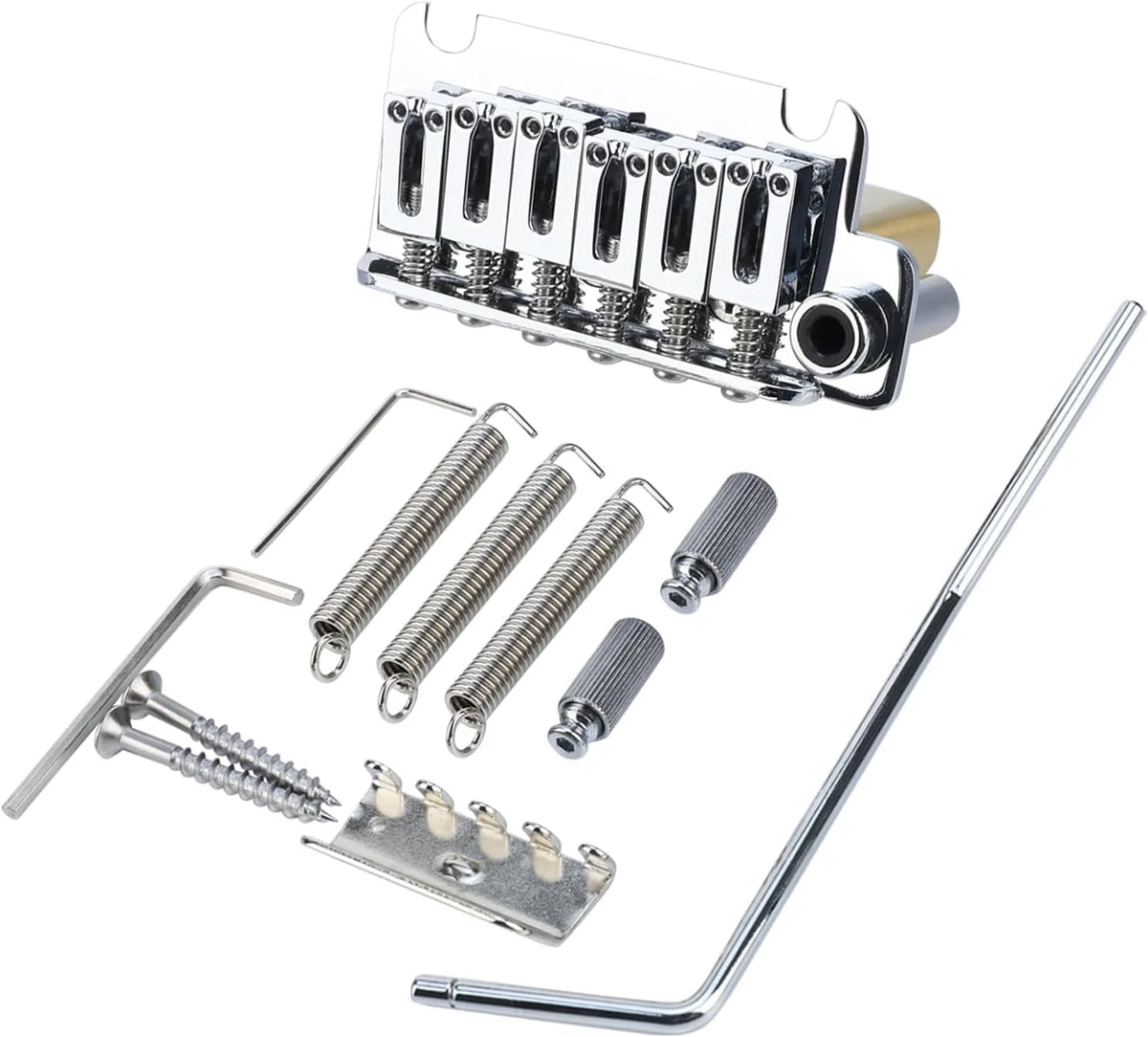 Chrome 2 Point Guitar Bridge Tremolo with Brass Saddles Fit Stratocaster Strat