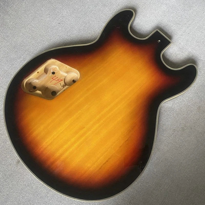 DIY Sunburst Jazz Guitar Semi Hollow Body with Tiger Maple Top