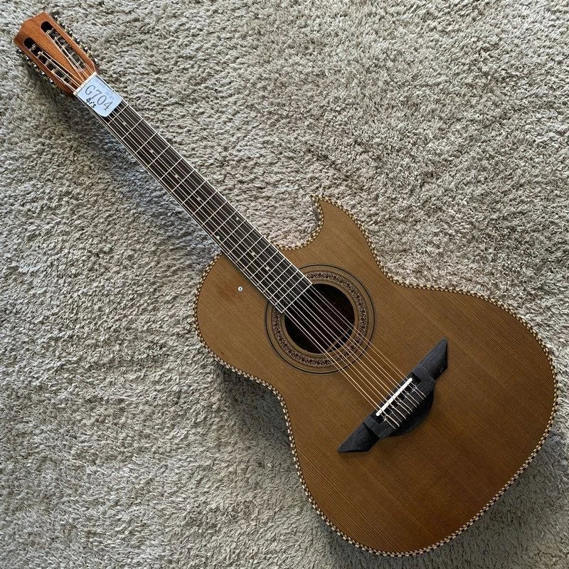 10 String Crossover Acoustic Electric Guitar, Solid Red Pine Top, Mahogany Neck