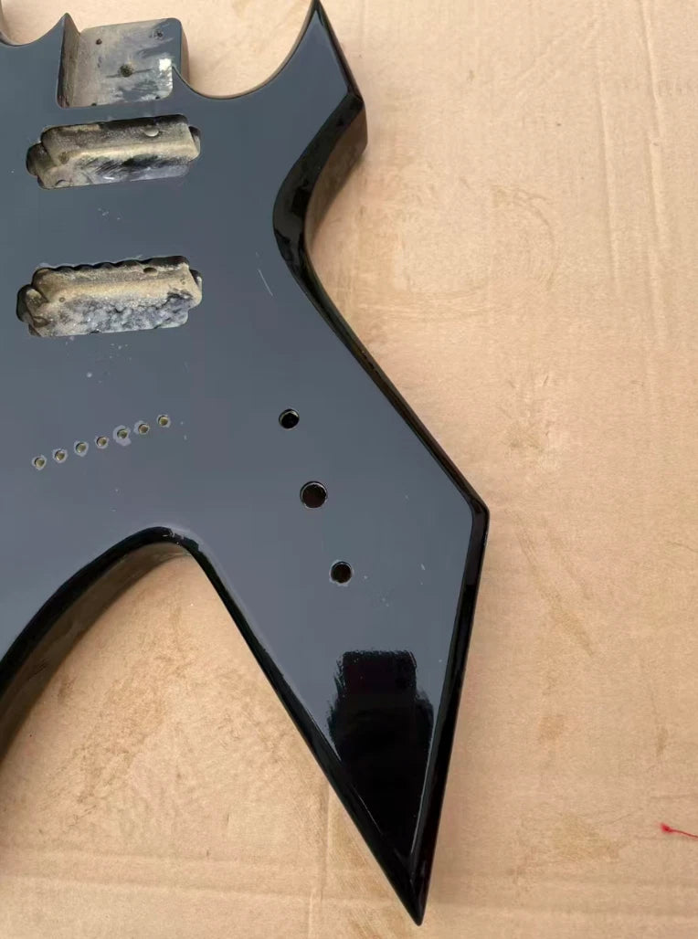 HH Glossy Black 7 String Guitar Body with String Through Bridge Fit Warlock