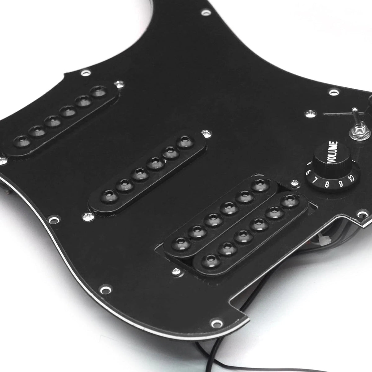 Black HSS Guitar Loaded Prewired Pickguard with Large Pole Pickups Fit Strat ST