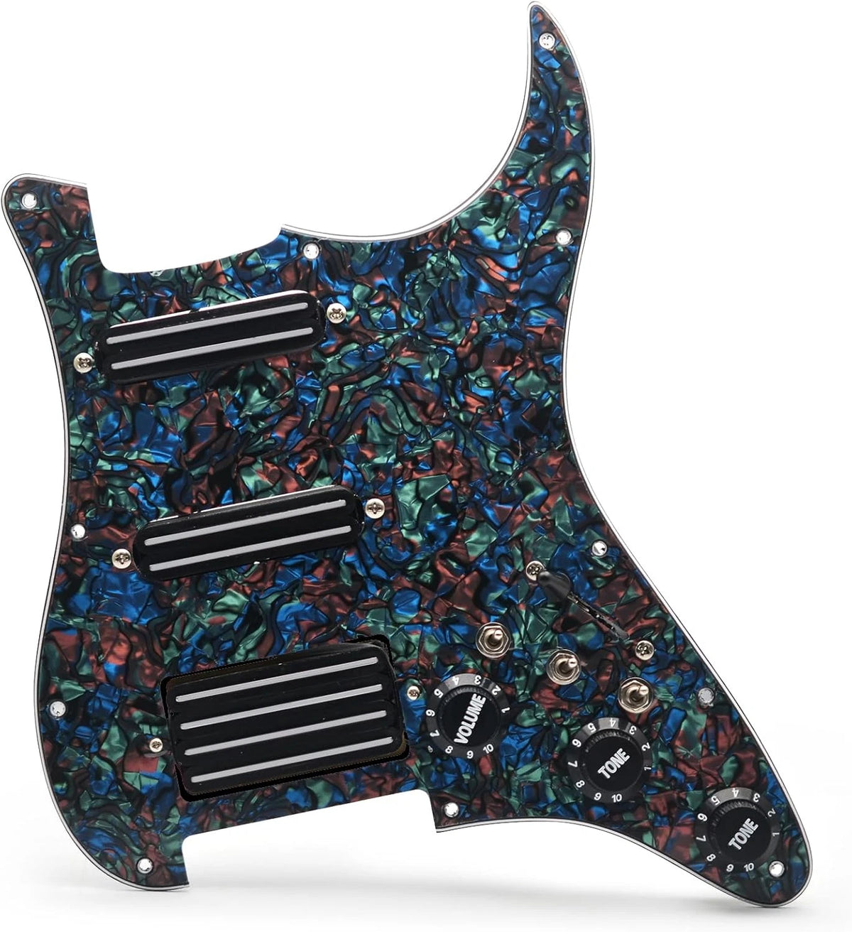 Abalone Pearl SSH Dual Blades Pickups Loaded Prewired Pickguard Fit Strat ST