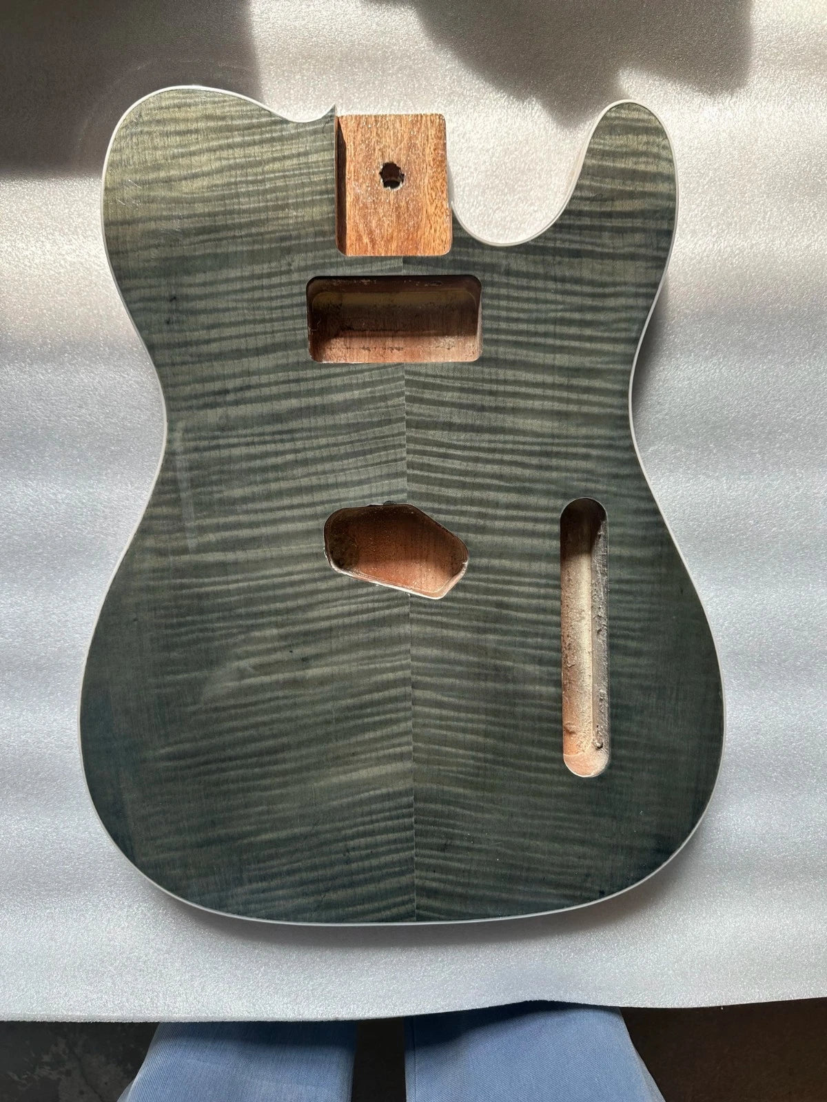Vintage Mahogany Guitar Body, Flame Maple Veneer Fit TL Tele