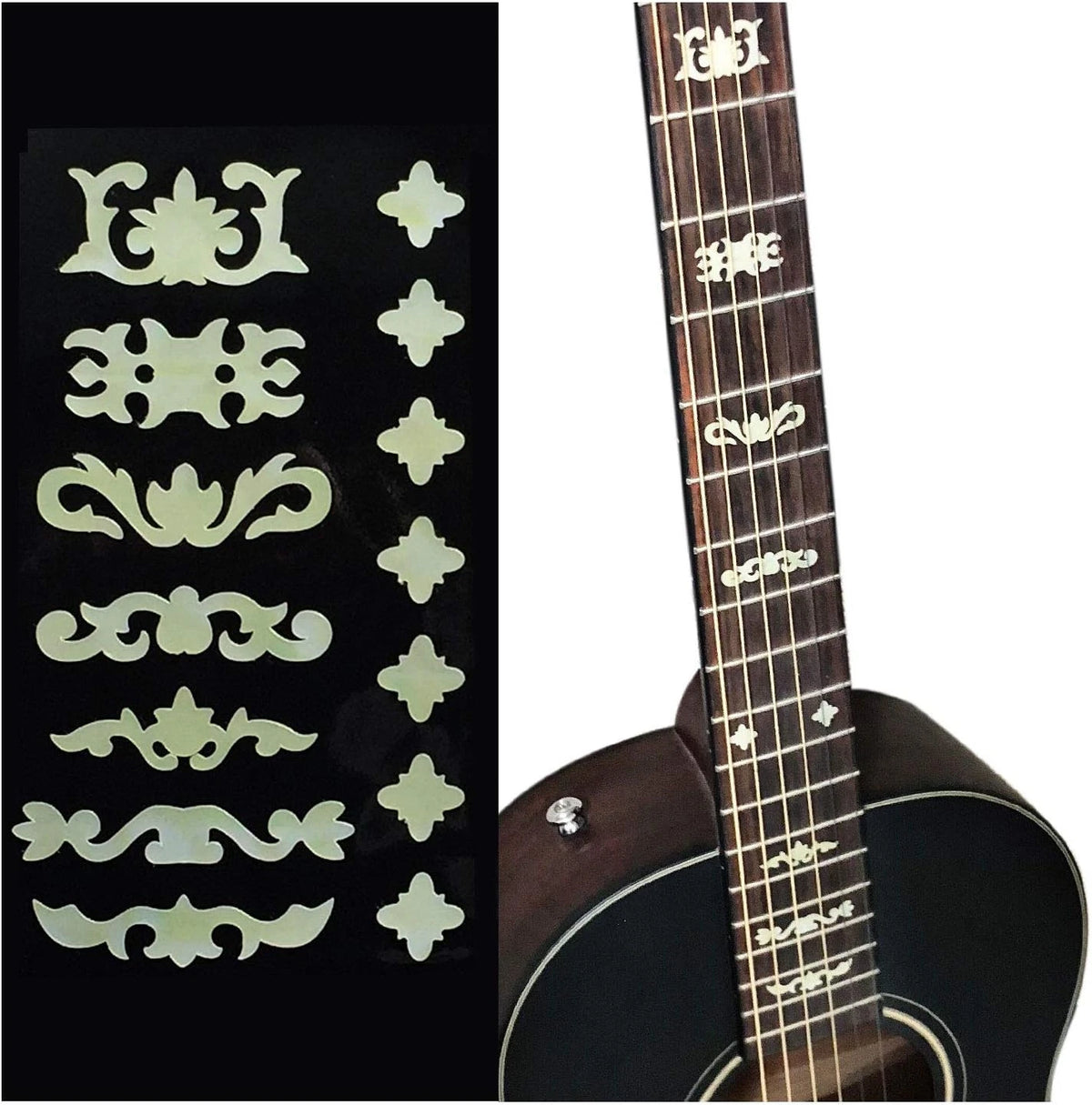 Vintage White Swirl Guitar Fretboard Inlay Stickers Decal