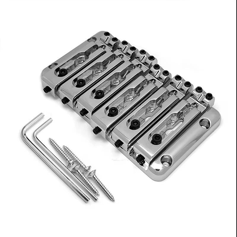 Black, Gold or Chrome 6-String Bass Bridge with Separated Saddles