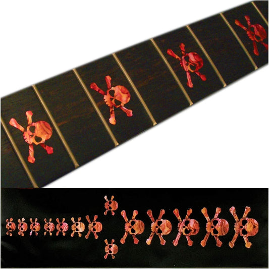 Abalone Red Guitar Fingerboard Fretboard Inlay Sticker Skull Heads Decals