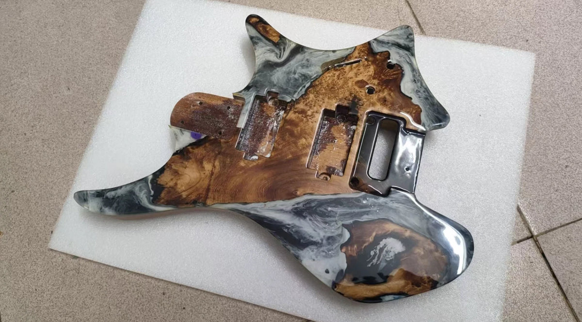 HH Mahogany Wood Headless Guitar Body with Resin Top Finish