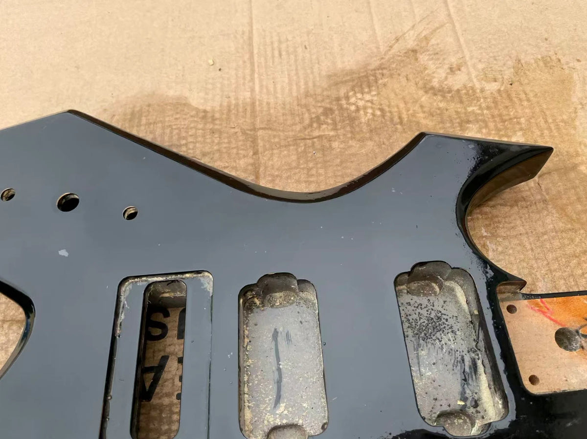 Glossy Black Left Handed HH Guitar Body For Warlock DIY Project