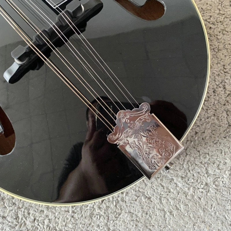 Black 8 String Mandolin, Maple Body, Mahogany Neck, Rosewood Fingerboard
