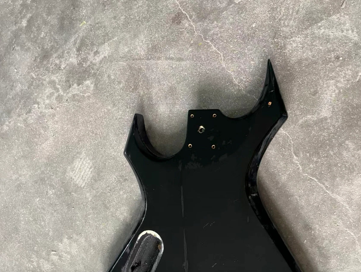 Red and Black Guitar Single Humbucker Body, String Through Bridge Fit Warlock