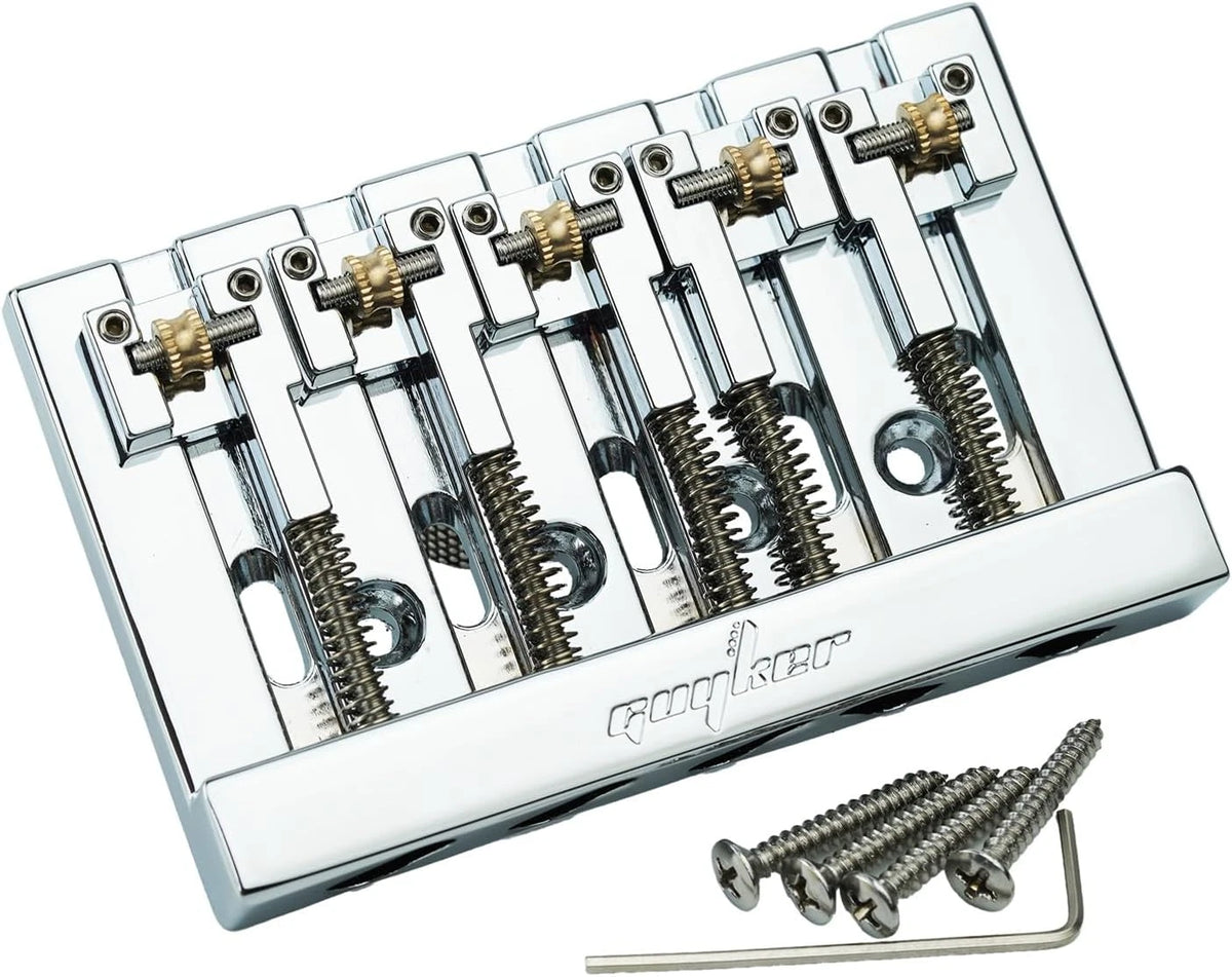 Chrome Adjustable 5 String Bass Bridge Brass Rollers Fit Fender,Ibanez,<wbr/>Washburn