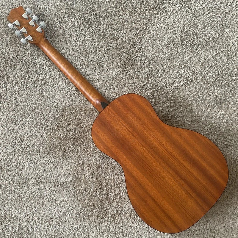 Luna 38 Inch Acoustic Guitar, Engraved Butterflies Pine Top Body, Okoume Neck