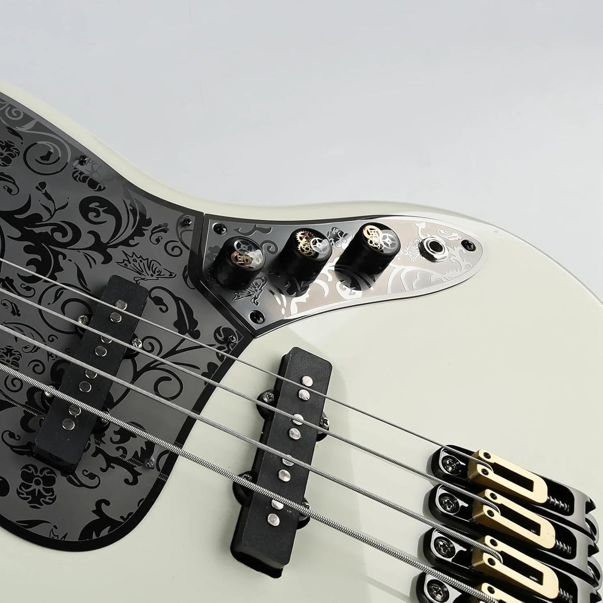 Guitar Black Carved 4 String Bass Control Plate Panel Fit Jazz Bass