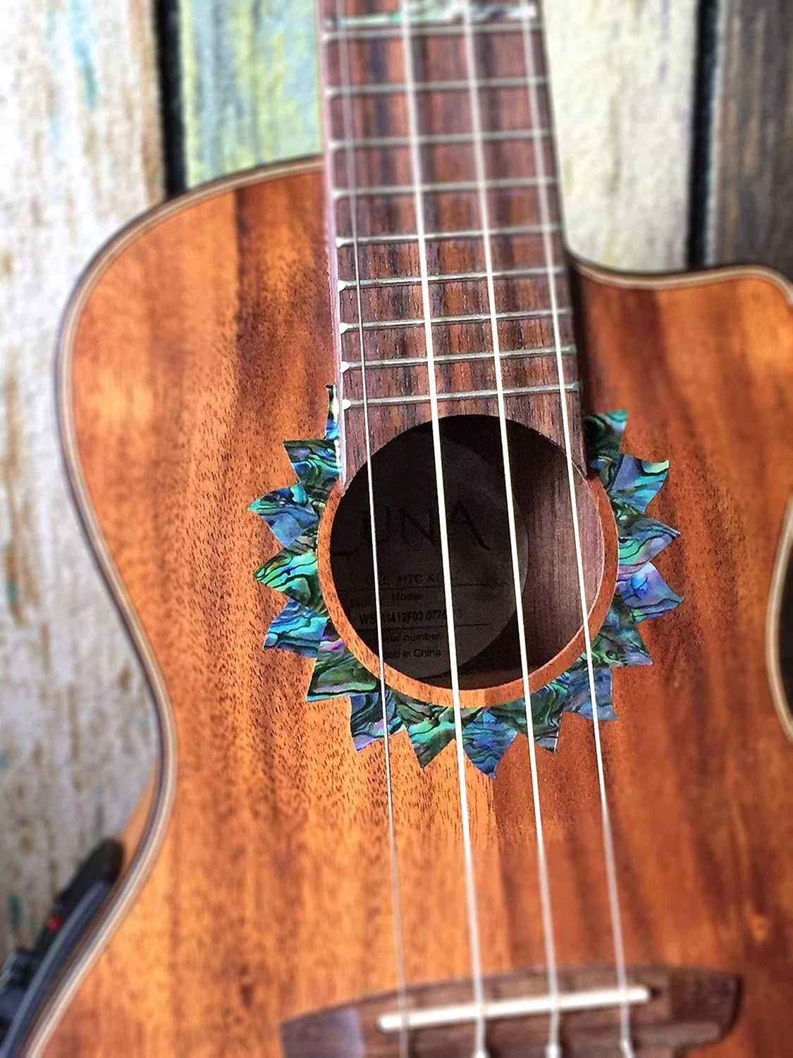 Abalone Sunflower Ukulele Soundhole Rosette Inlay Sticker Decal