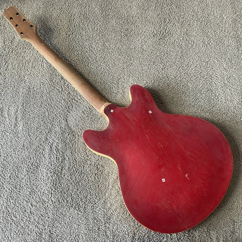 Red Semi Hollow Jazz Guitar Body with Maple Neck, Rosewood Fingerboard
