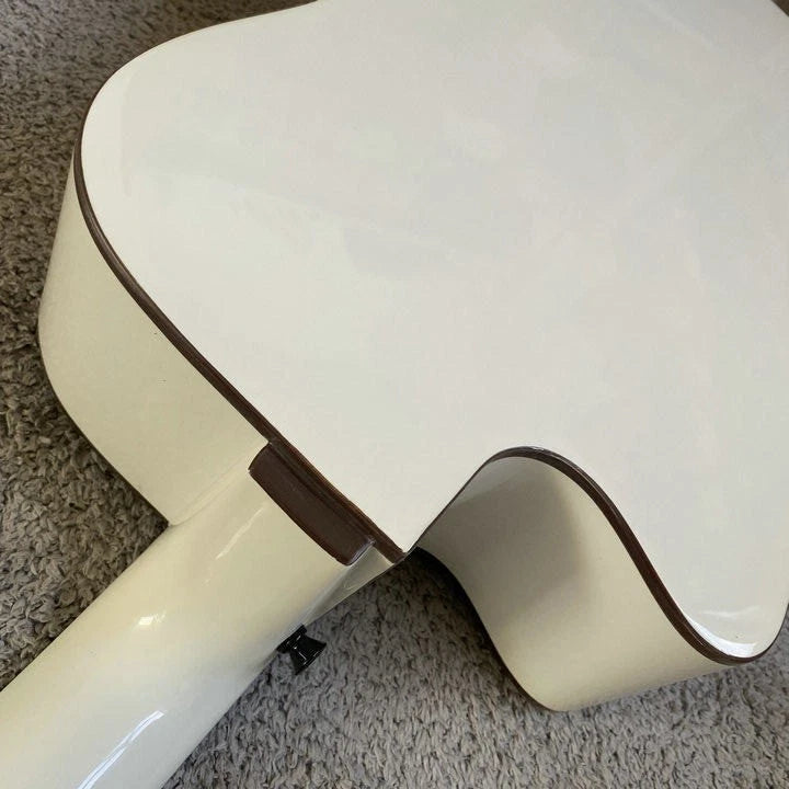 White 12 String Acoustic Electric Guitar, Mahoga Plywood Top Body, Mahogany Neck