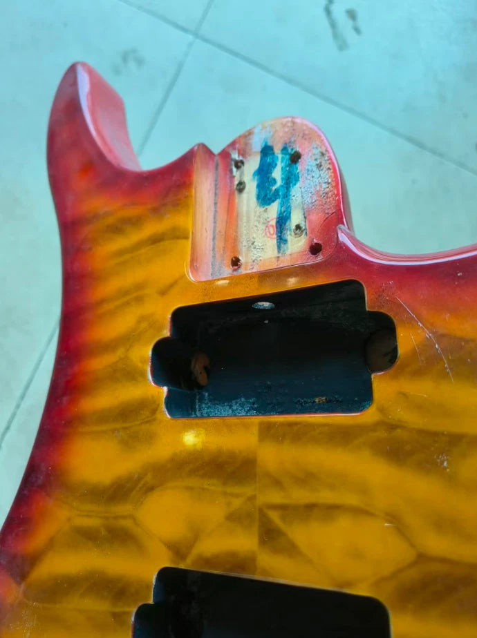 Cherry Burst Quilted Maple Top HH Headless Guitar Body DIY Project