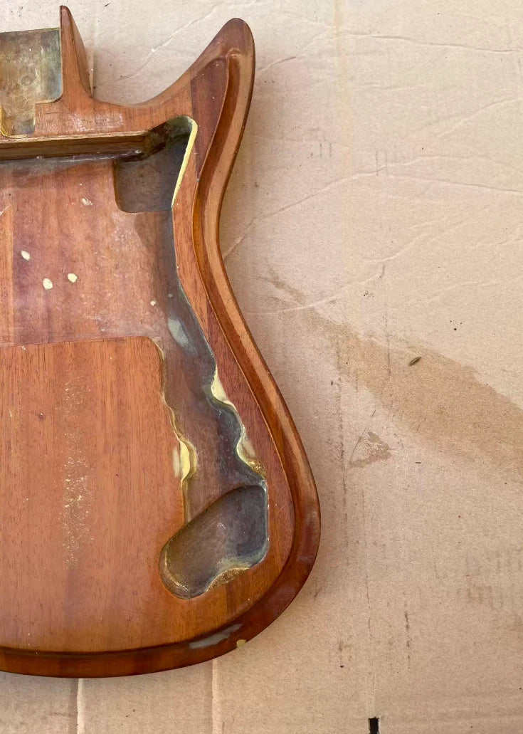 Natural Gloss Finish Mahogany Wood Guitar Body Fit Teisco Sharkfin DIY