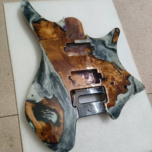HH Mahogany Wood Headless Guitar Body with Resin Top Finish