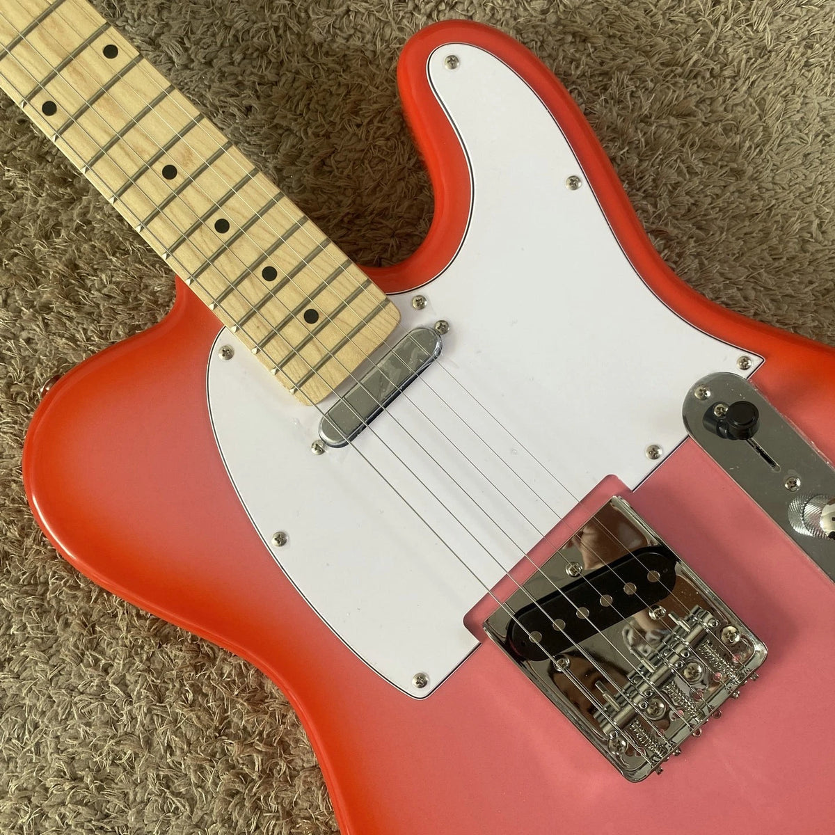 Pink Burst Electric Guitar, Basswood Body, Maple Neck