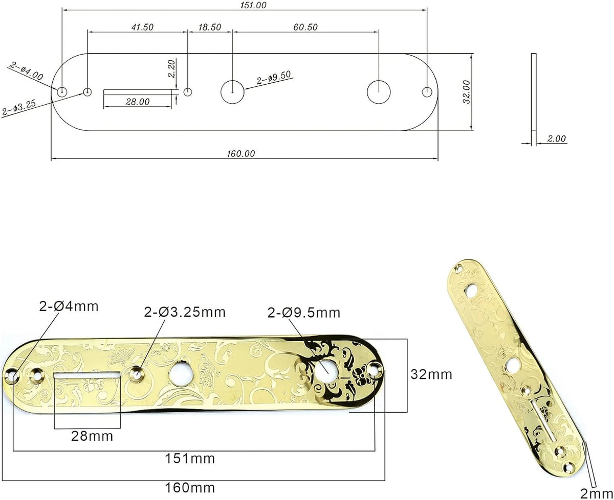 Engraved Gold Guitar Vintage Control Plate Fit Tele TL