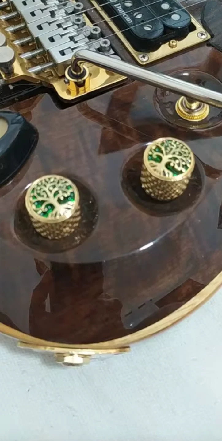 3pcs Gold Guitar Bass Knobs Tree Of Life Top Fit Ibanez,Kiesel,<wbr/>Peavey,Fender,<wbr/>ESP