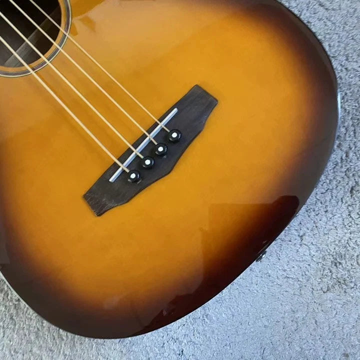 Sunburst 4-String Acoustic Bass Guitar. Mahogany Neck, 20 Frets