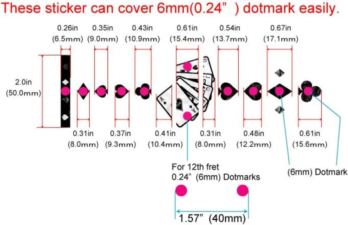 Playing Cards Guitar and Bass Inlay Stickers Markers Fret Decals