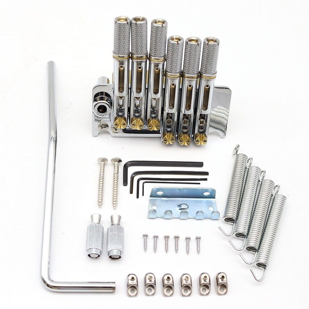 1 Set Headless Guitar Fanned Fret Bridge Tremolo System in Silver