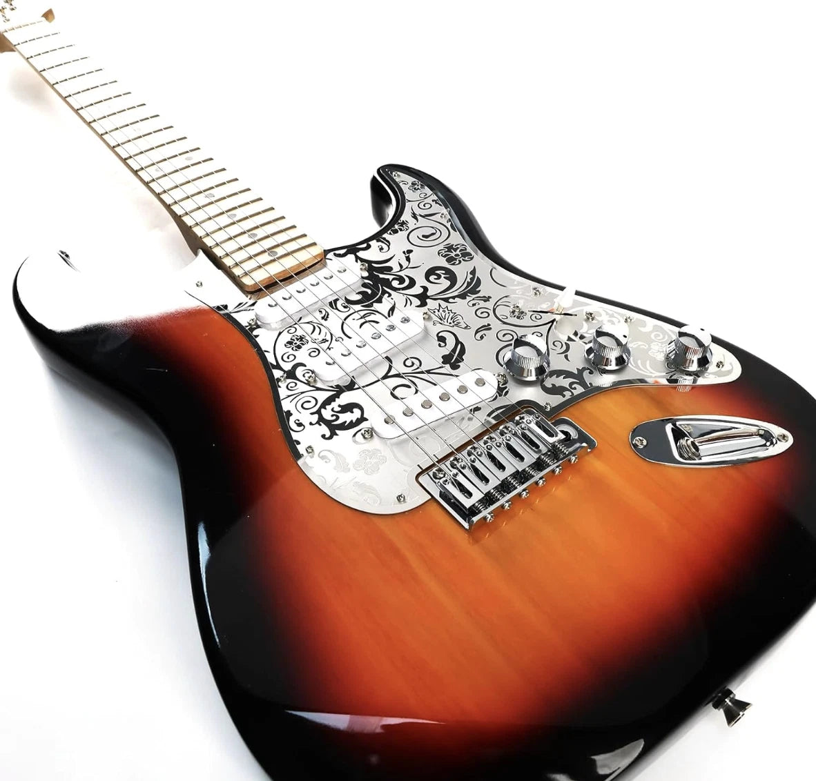 SSS Guitar Steel Engraved Flowers Pickguard Scratch Plate Fit Stratocaster Strat