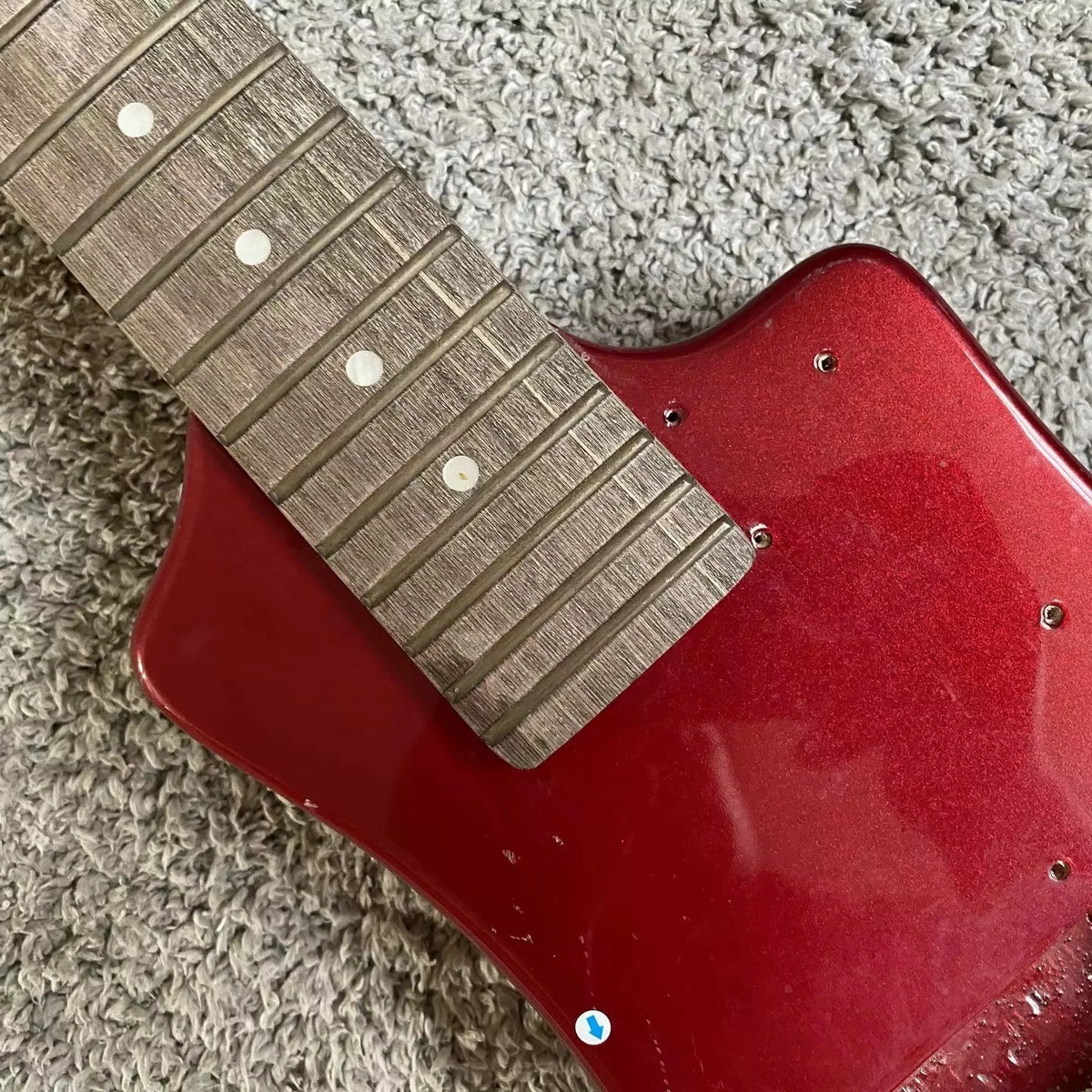 Red Mini Electric Guitar Kit, 24-Fret Reverse-Headst<wbr/>ock DIY Project