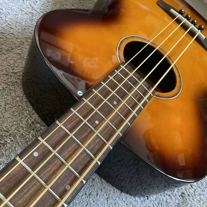 Sunburst 4-String Acoustic Bass Guitar. Mahogany Neck, 20 Frets