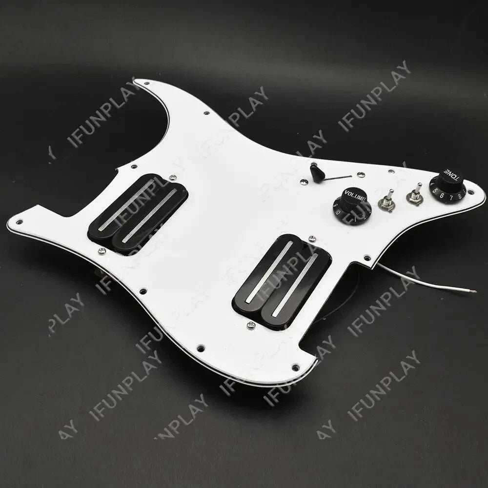 HH White Guitar Prewired Loaded Pickguard, Dual Rail Humbucker Pickups Fit Strat