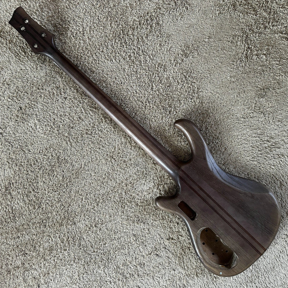 4-String Bass Guitar Neck, Alder Swamp Wood, 24-Fret Semi-Finished, Neck Through